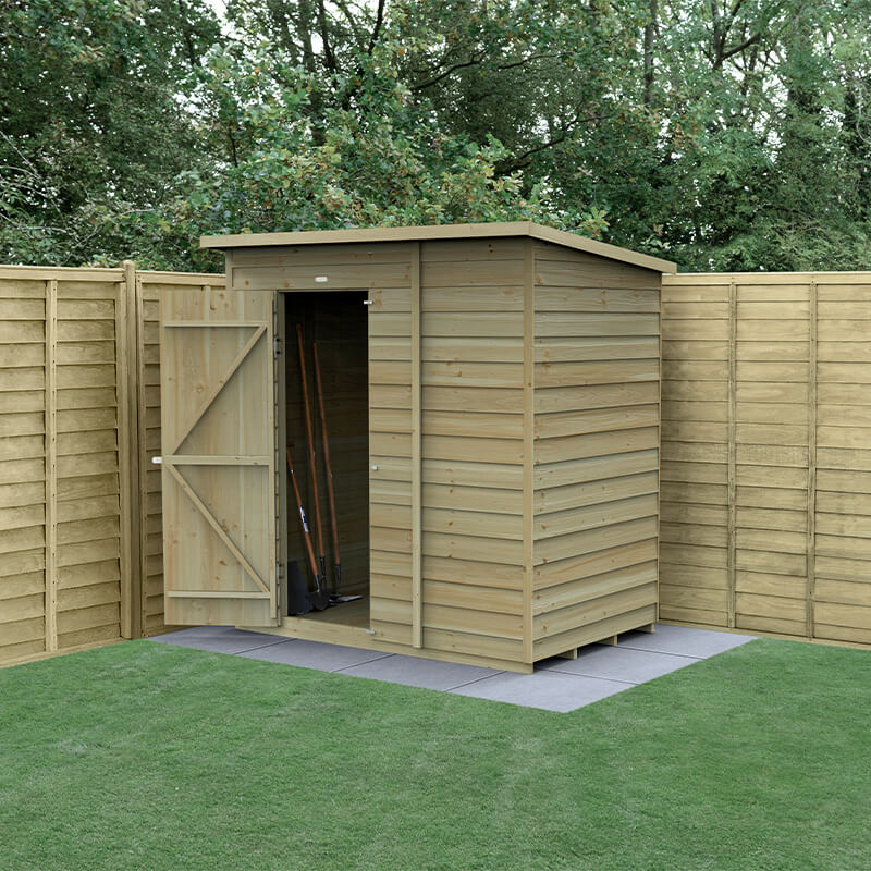 6' x 4' Forest 4Life 25yr Guarantee Overlap Pressure Treated Windowless Pent Wooden Shed (1.98m x 1.4m)