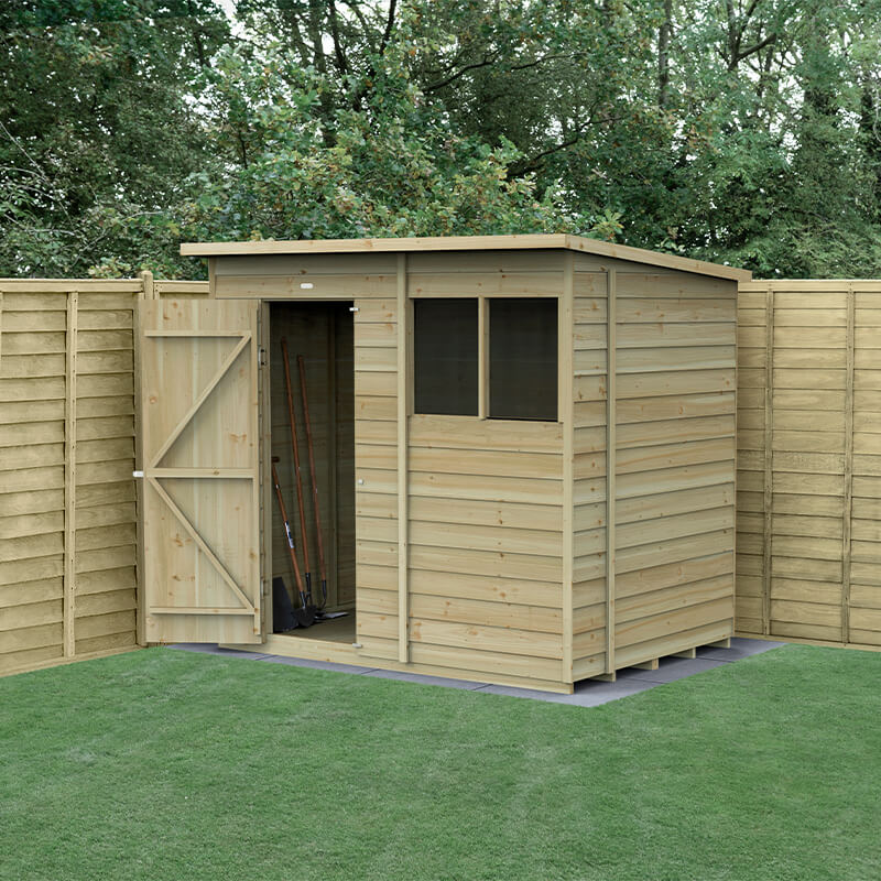 7' x 5' Forest 4Life 25yr Guarantee Overlap Pressure Treated Pent Wooden Shed (2.26m x 1.7m)