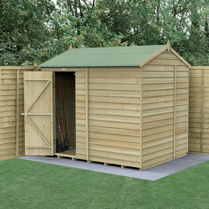 8' x 6' Forest 4Life 25yr Guarantee Overlap Pressure Treated Windowless Reverse Apex Wooden Shed (2.42m x 1.99m)