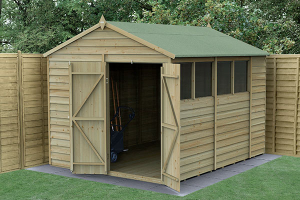 10x8 Forest 4Life Overlap Pressure Treated Double Door Apex Wooden Shed