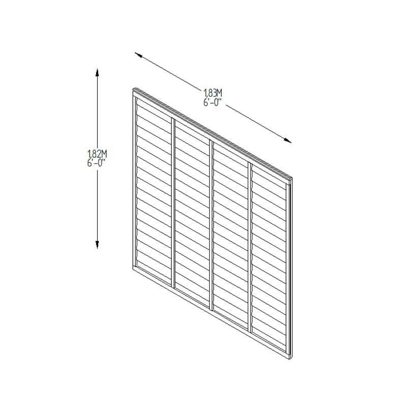 Forest 6' x 6' Brown Pressure Treated Super Lap Fence Panel (1.83m x 1.83m) Technical Drawing