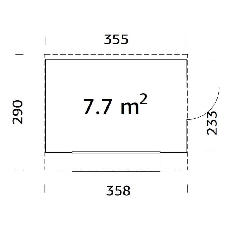 11'8 x 9'6 Palmako Kira (16mm) Premium Extra-Large Garden Bar (3.6m x 2.9m) Technical Drawing