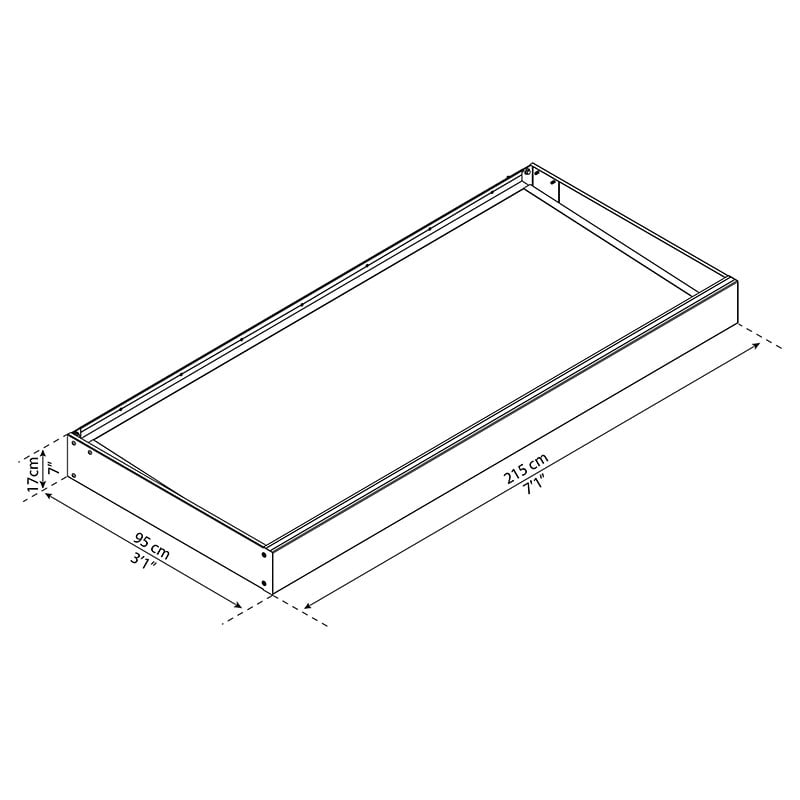 7’1 x 3’1 Palram Canopia Sophia 2150 Grey Clear Door Canopy (2.15m x 0.95m) Technical Drawing