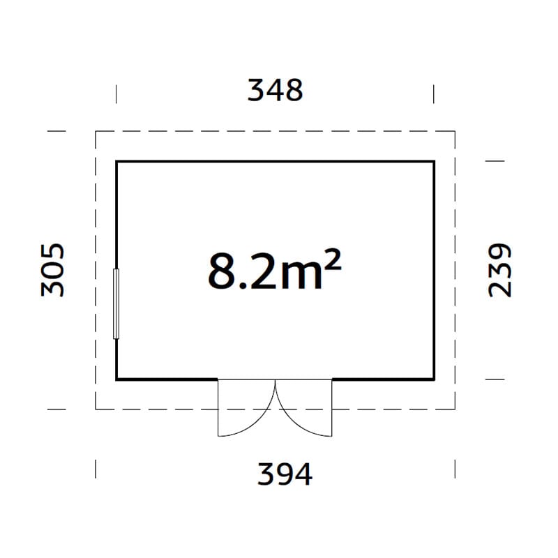 13' x 10' Palmako Stig Heavy Duty Wooden Pent Shed (3.94m x 3.05m) Technical Drawing