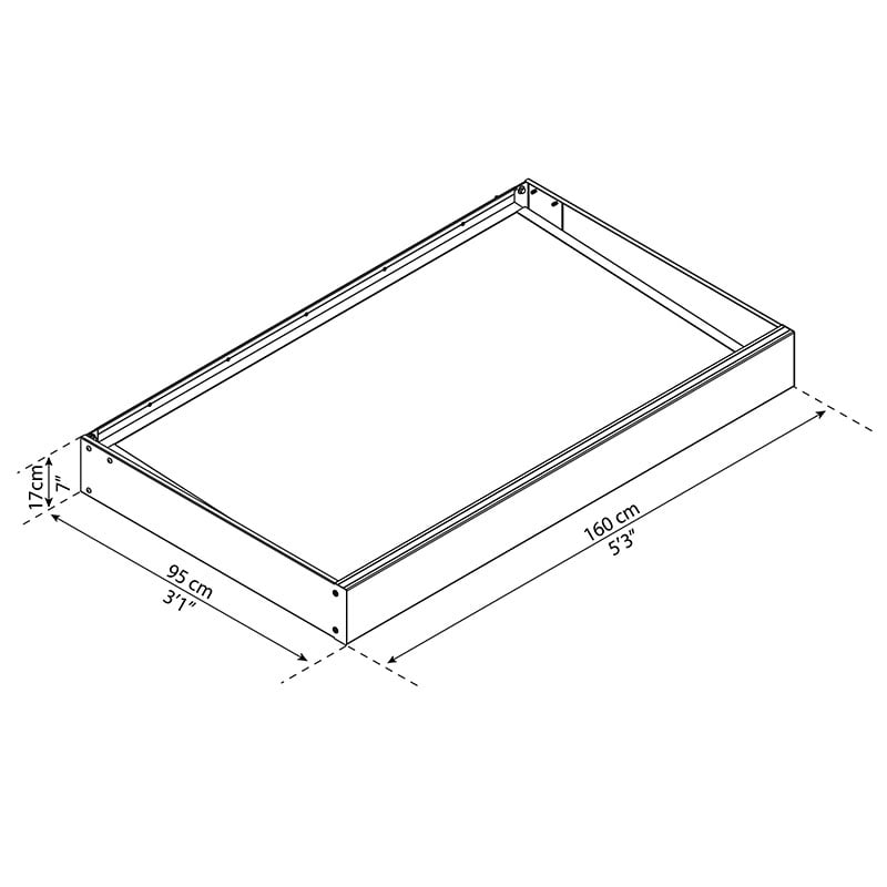5’3 x 3’1 Palram Canopia Sophia 1600 Grey Clear Door Canopy (1.6m x 0.95m) Technical Drawing