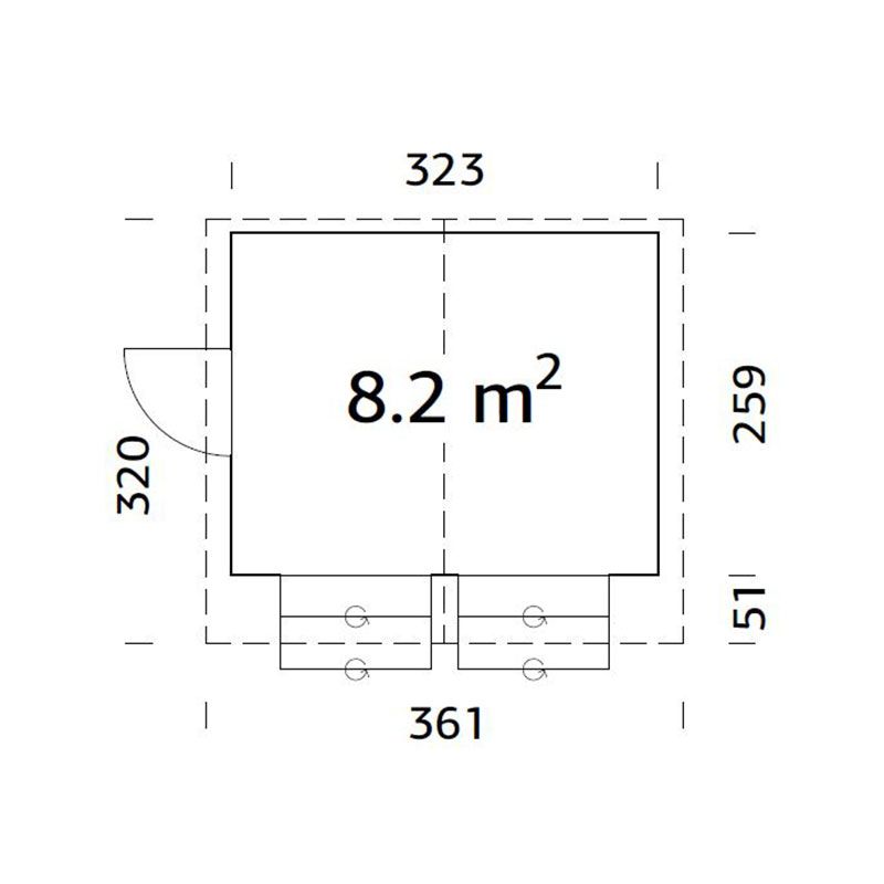 10'5 x 8'5 Palmako Stella (16mm) Premium Extra Large Garden Bar (3.2m x 2.6m) Technical Drawing