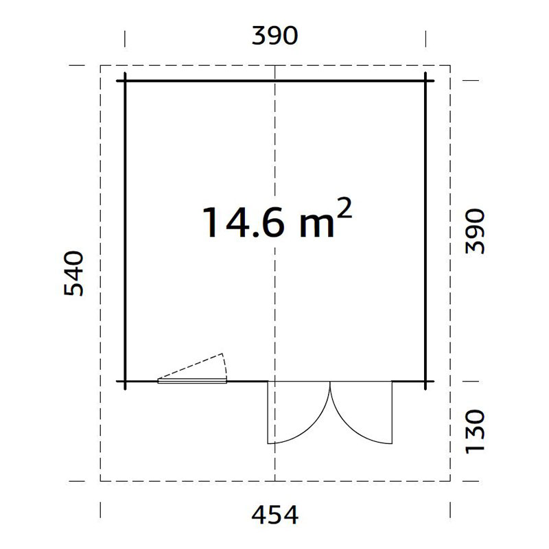 Palmako Britta 4.2m x 4.2m Log Cabin Garden Building (40mm) Technical Drawing