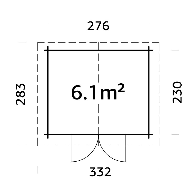 Palmako Valentine 2.8m x 2.3m Premium Log Cabin Shed (28mm) Technical Drawing