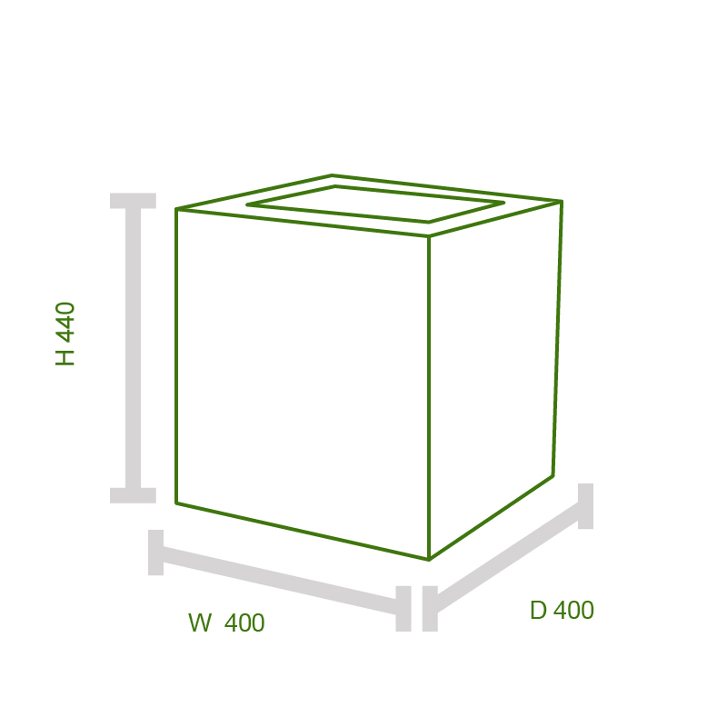Forest Linear Square Wooden Garden Planter 1'x1' (0.4x0.4m) Technical Drawing