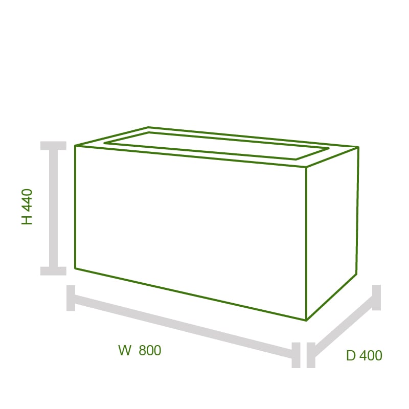 Forest Linear Double Wooden Garden Planter 3'x1' (0.8x0.4m) Technical Drawing