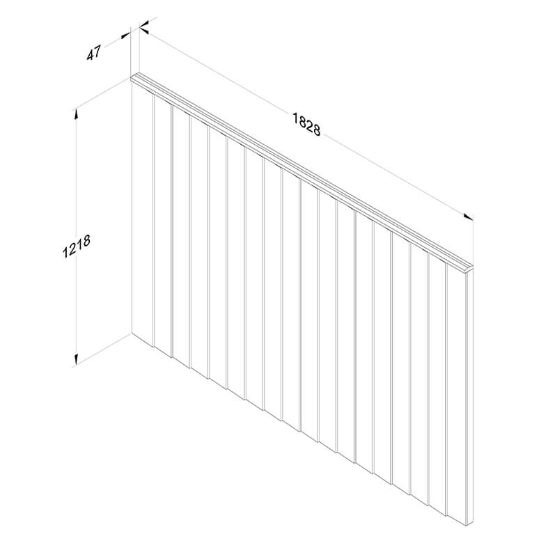 Forest 6' x 4' Pressure Treated Vertical Closeboard Fence Panel (1.83m x 1.22m) Technical Drawing