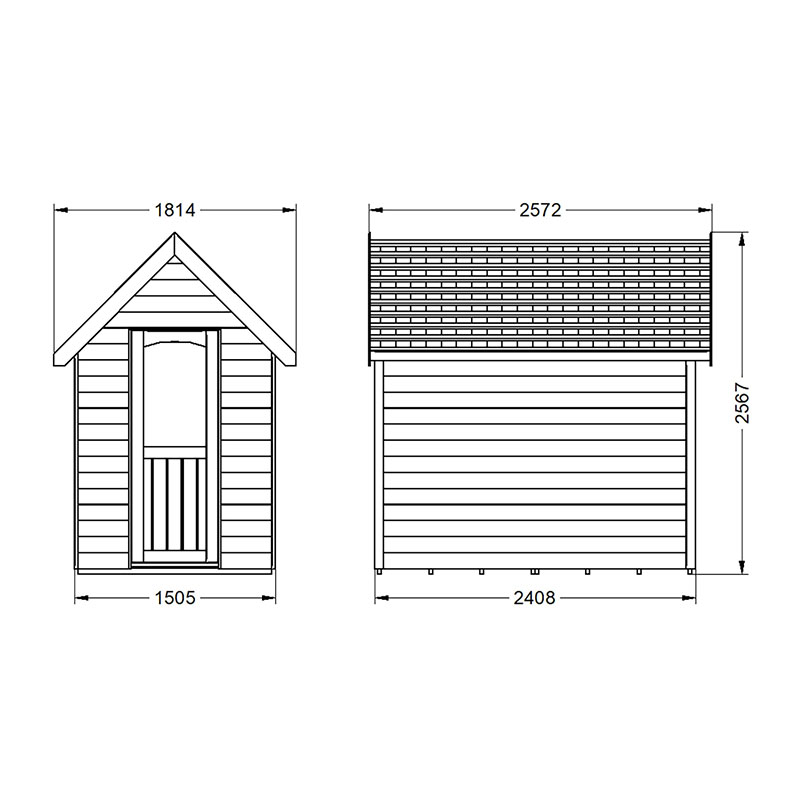 8' x 5' Forest Retreat Green Luxury Shed (2.41m x 1.5m) - Installation Included Technical Drawing