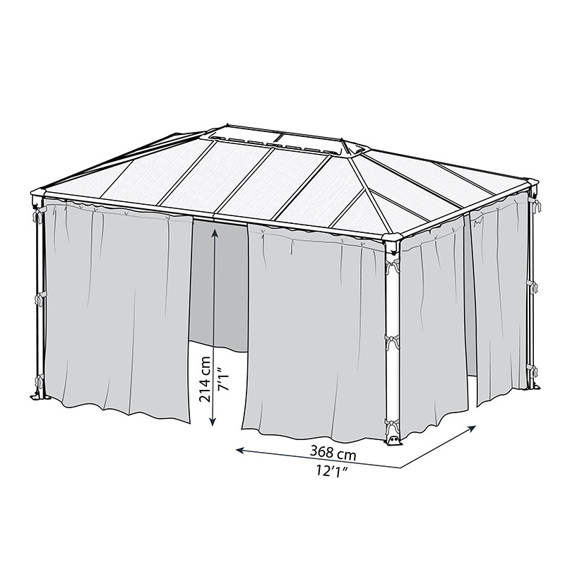 Palram Canopia Gazebo Netting for Martinique 3000/ 3600 Technical Drawing