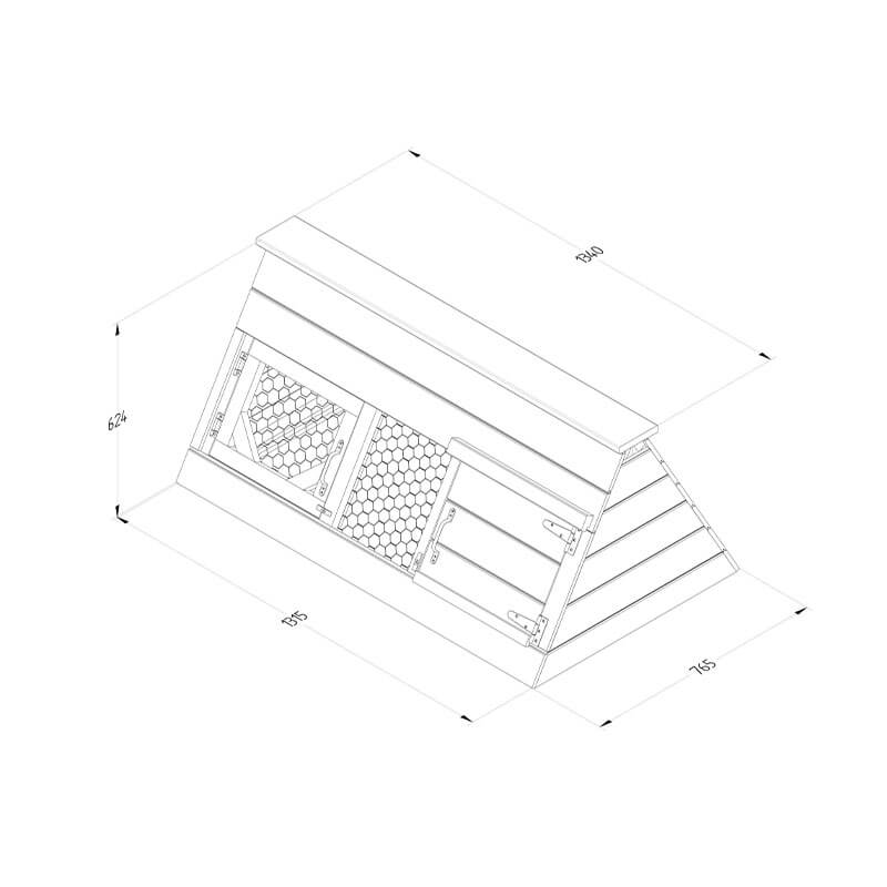 4'5 x 2'6 Forest Hedgerow Wooden Starter Small Chicken Coop (1.34m x 0.77m) Technical Drawing