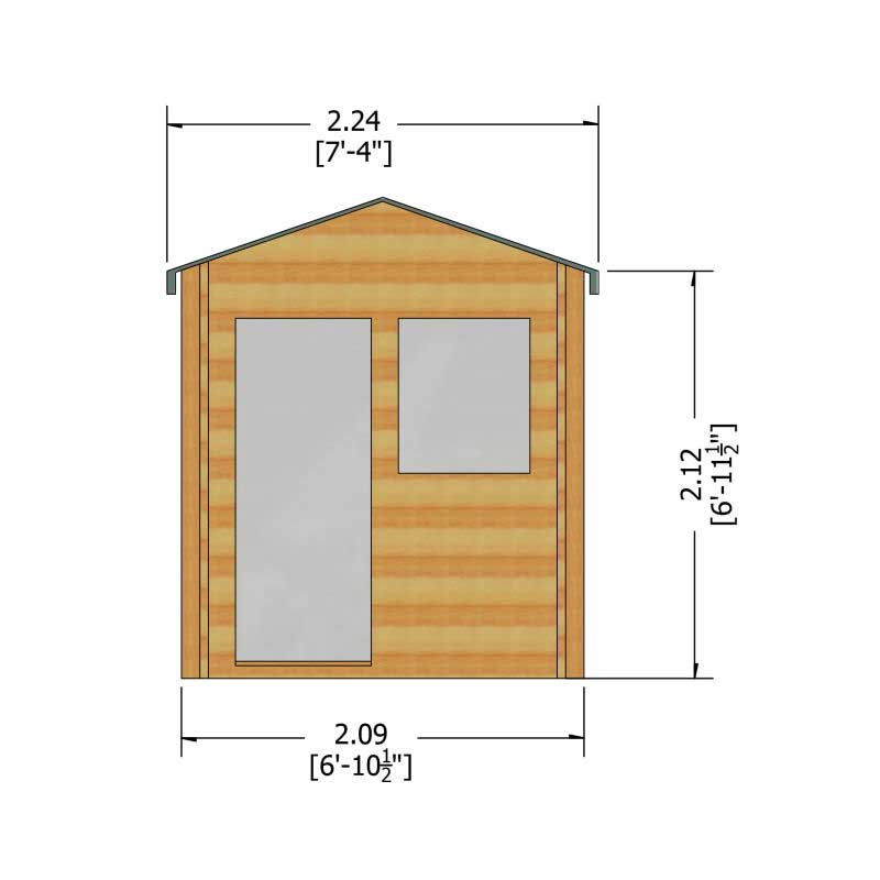Shire Avesbury 2.1m x 2.1m Log Cabin Summer House (19mm) Technical Drawing