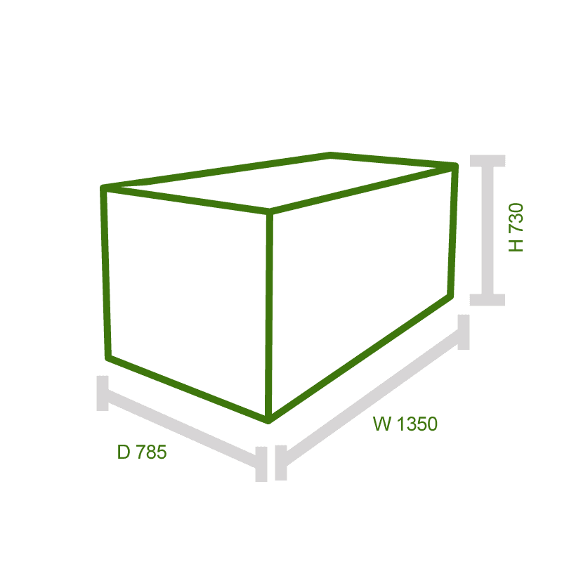 4'x2'5 (1.2x0.75m) Trimetals Red Protect.a.box - Premium Metal Garden Storage Technical Drawing