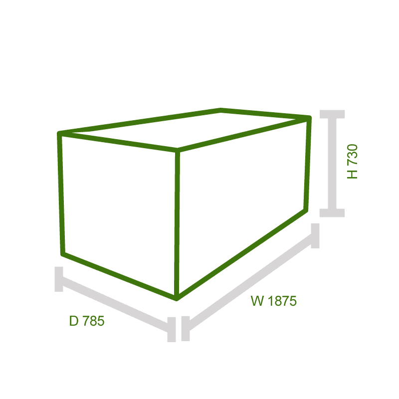 6'x2'5 (1.8x0.75m) Trimetals Green Protect.a.Box - Premium Metal Garden Storage Technical Drawing
