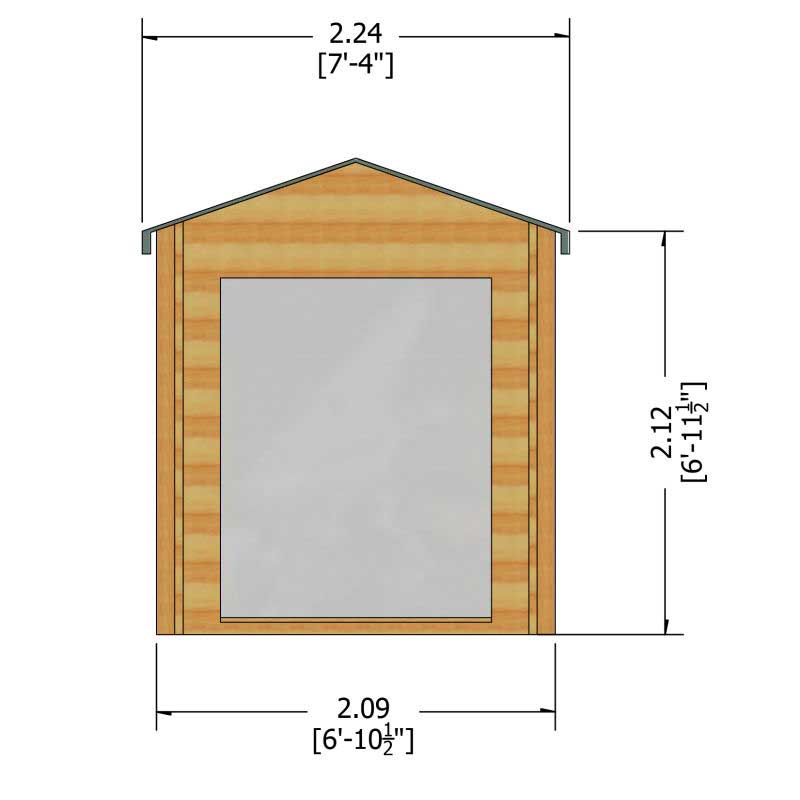 Shire Barnsdale 2.1m x 2.1m Wooden Log Cabin Summer House (19mm) Technical Drawing