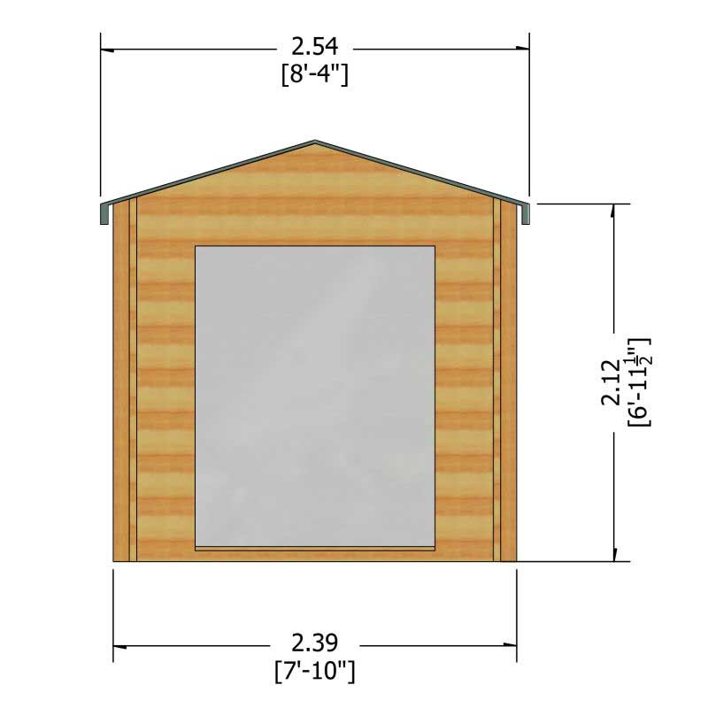 Shire Barnsdale 2.4m x 2.4m Wooden Log Cabin Summer House (19mm) Technical Drawing
