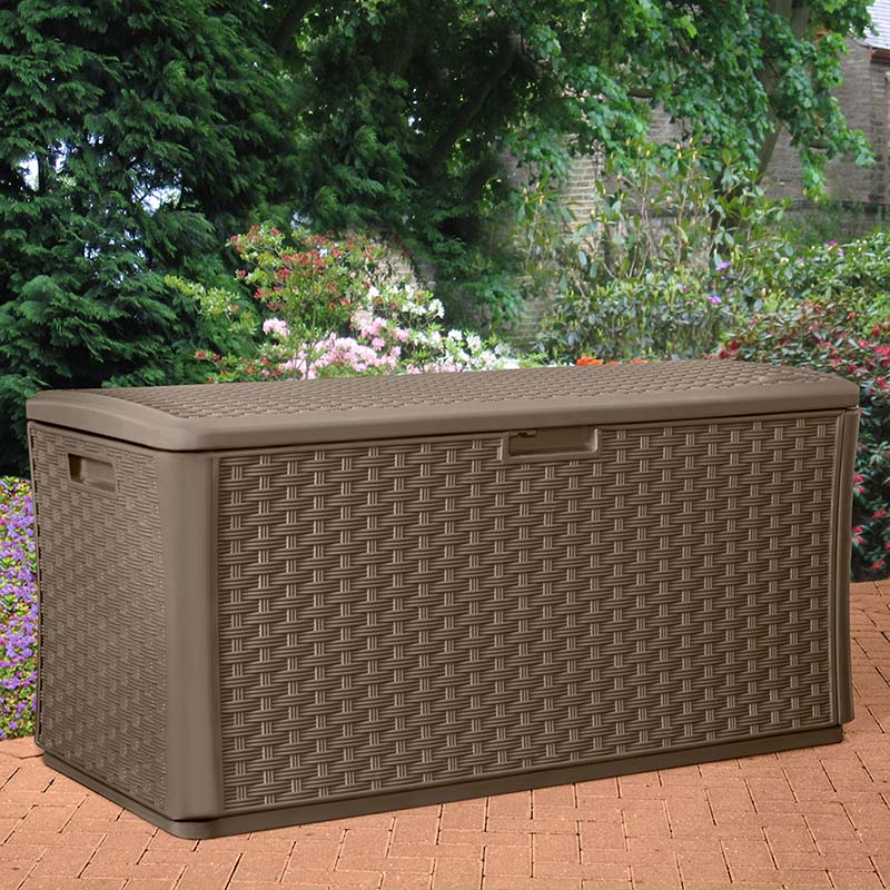 4 x 2 Suncast Resin Wicker Deck Box & Plastic Garden Storage