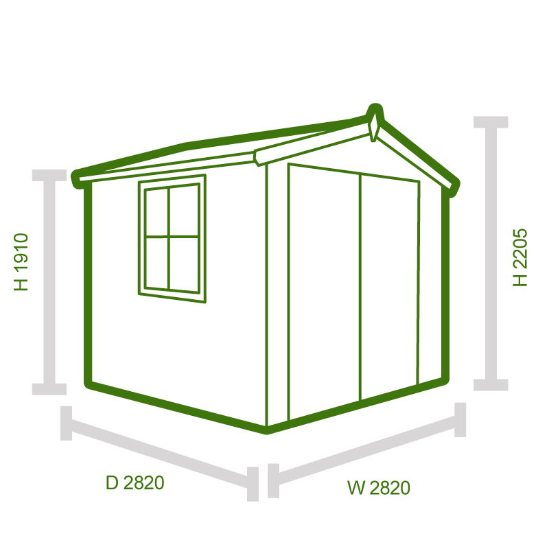 Shire Bradley 2.7m x 2.7m Log Cabin Shed (19mm) Technical Drawing