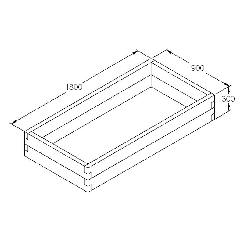 Forest Caledonian Rectangular Raised Bed 6'x3' (1.8x0.9m) Technical Drawing