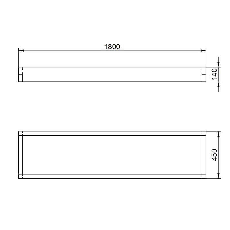 Forest Caledonian Long Raised Bed 1'6 x 6' (0.45m x 1.8m) Technical Drawing