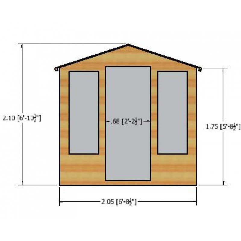 7'1x7'11 Shire Chatsworth Traditional Wooden Summer House Technical Drawing