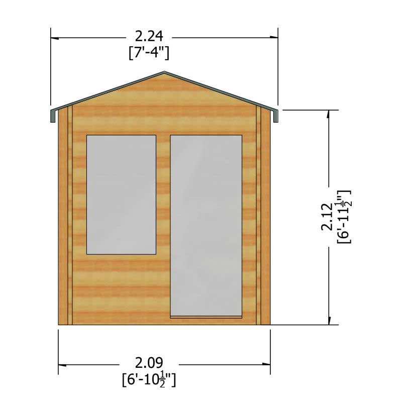 Shire Crinan 2.1m x 2.3m Log Cabin Summer House (19mm) Technical Drawing