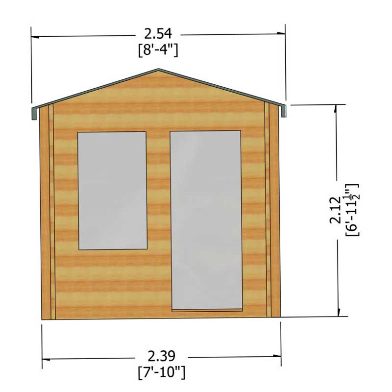 Shire Crinan 2.4m x 2.6m Log Cabin Summerhouse (19mm) Technical Drawing