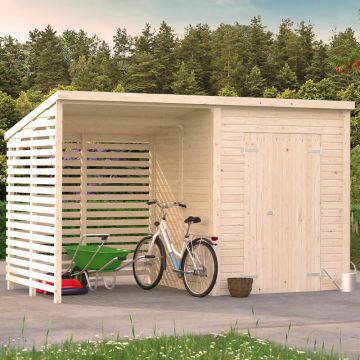 13' x 6' Palmako Leif Heavy Duty Wooden Shed with Bike Shelter (3.8m x 1.9m)
