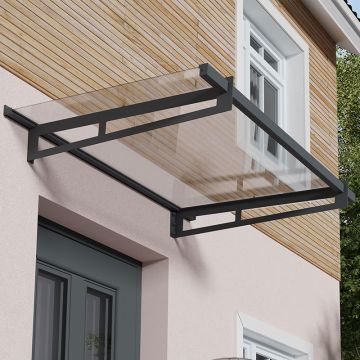 4’11 x 3’1 Palram Canopia Bremen 1500 Grey Clear Door Canopy (1.5m x 0.94)