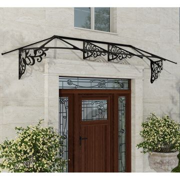 10’6 x 2’11 Palram Canopia Lily 3100 Black Clear Large Door Canopy (3.19m x 0.88m)