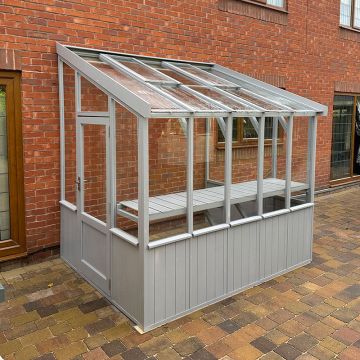 4'2 x 4'9 Coppice Hatfield Lean To Painted Wooden Greenhouse (1.27m x 1.45m)