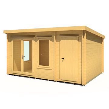 Shire Elm 4.2m x 3m Log Cabin with Side Shed (19mm)