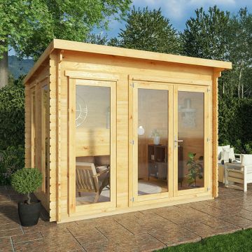 Mercia Studio 3m x 3m Double Glazed Pent Log Cabin (28mm)
