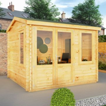 Mercia Elite 3m x 3m Double Glazed Garden Office Log Cabin (34mm)