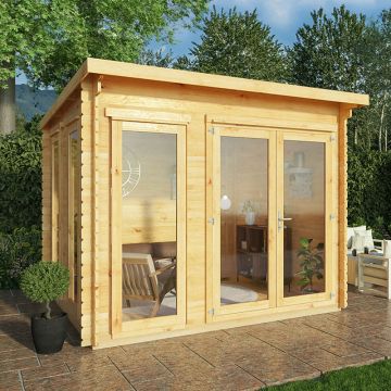 Mercia Studio 3m x 3m Double Glazed Pent Log Cabin (44mm)