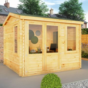 Mercia Elite 3m x 3m Double Glazed Garden Office Log Cabin (44mm)