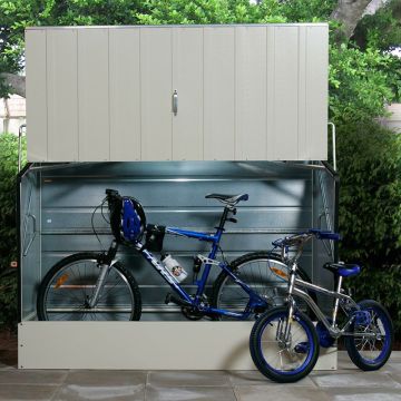 6'4 x 2'9 Trimetals Ramped Metal Bike Shed - Cream (1.95m x 0.88m)