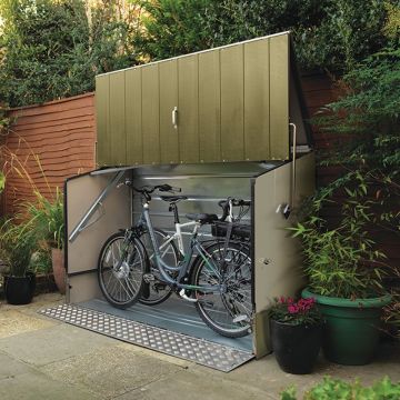 6'4 x 2'9 Trimetals Protect A Cycle Metal Bike Shed with Ramp - Green (1.95m x 0.88m)