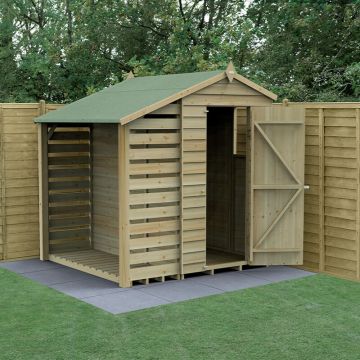 6' x 4' Forest 4Life 25yr Guarantee Overlap Pressure Treated Apex Wooden Shed with Lean To (1.88m x 2.01m)