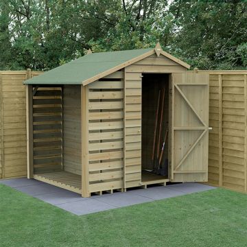6' x 4' Forest 4Life 25yr Guarantee Overlap Pressure Treated Windowless Apex Wooden Shed with Lean To (1.88m x 2.01m)