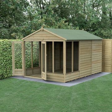 12' x 8' Forest 4Life 25yr Guarantee Double Door Apex Summer House (3.6m x 2.61m)