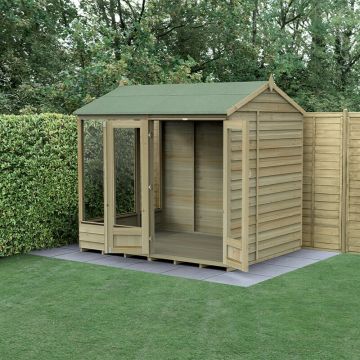 8' x 6' Forest 4Life 25yr Guarantee Double Door Reverse Apex Summer House (2.42m x 1.99m)