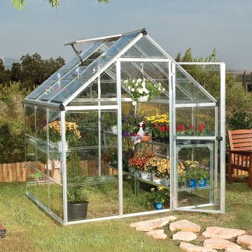 6'x6' (1.8 x 1.8m) Palram Harmony Silver Greenhouse - Clear Polycarbonate and Aluminum

