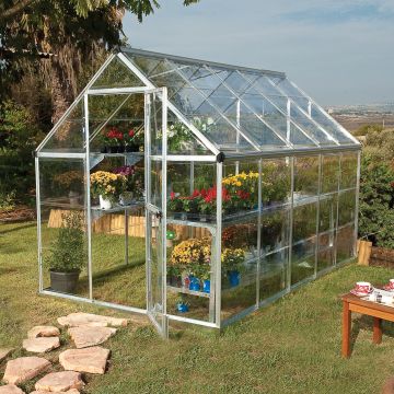 6'x10' (1.8 x 3m) Palram Harmony Silver Greenhouse - Clear Polycarbonate and Aluminum
