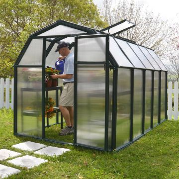 6'x10' (1.8 x 3m) Rion EcoGrow Green Greenhouse with Resin Frame
