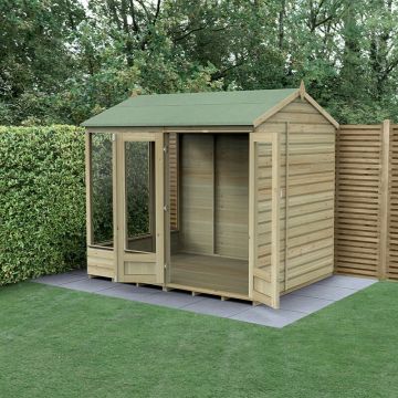8' x 6' Forest Beckwood 25yr Guarantee Double Door Reverse Apex Summer House (2.42m x 1.99m)