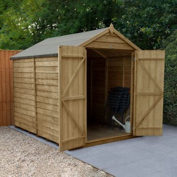 8' x 6' Forest Overlap Pressure Treated Windowless Double Door Apex Wooden Shed